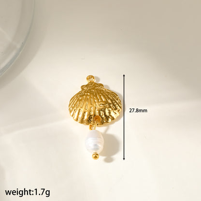 Strawberry Pendant 304 Stainless Steel 18K Gold Plated PVD Coating 0.03µm With Artificial Pearl, 1 PCS