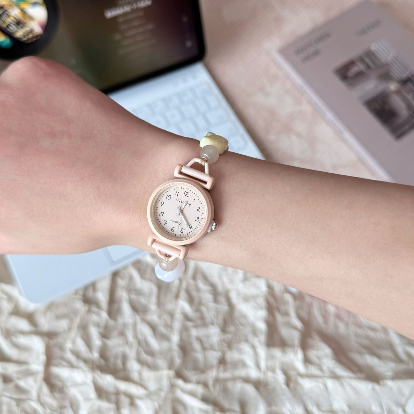 Unisex Quartz Watch With Textile Strap, Metal Case, Ordinary Glass Mirror, And Pointer+Number Display