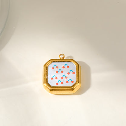 Strawberry Pendant 304 Stainless Steel 18K Gold Plated PVD Coating 0.03µm With Artificial Pearl, 1 PCS