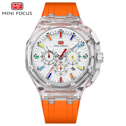 Men's Quartz Watch With Round Dial And Pointer Display, Silica Gel Strap With Pin Buckle