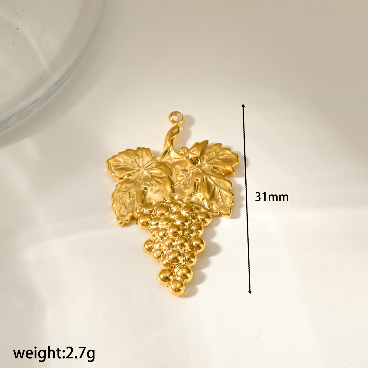 Strawberry Pendant 304 Stainless Steel 18K Gold Plated PVD Coating 0.03µm With Artificial Pearl, 1 PCS