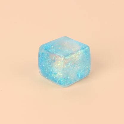 Ice Cube Squishy Toy Made Of Soft TPR Material In Blue, Perfect Stress Relief Toy