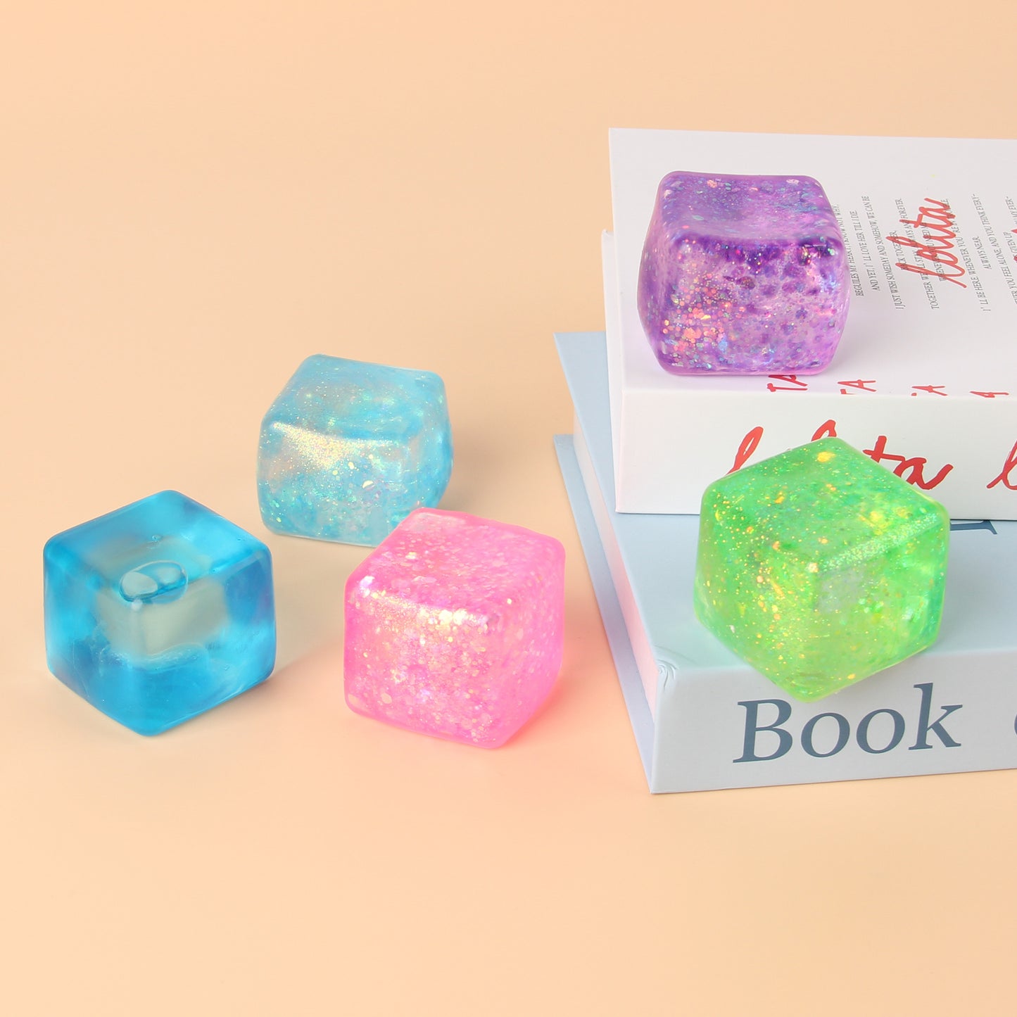 Ice Cube Squishy Toy Made Of Soft TPR Material In Blue, Perfect Stress Relief Toy