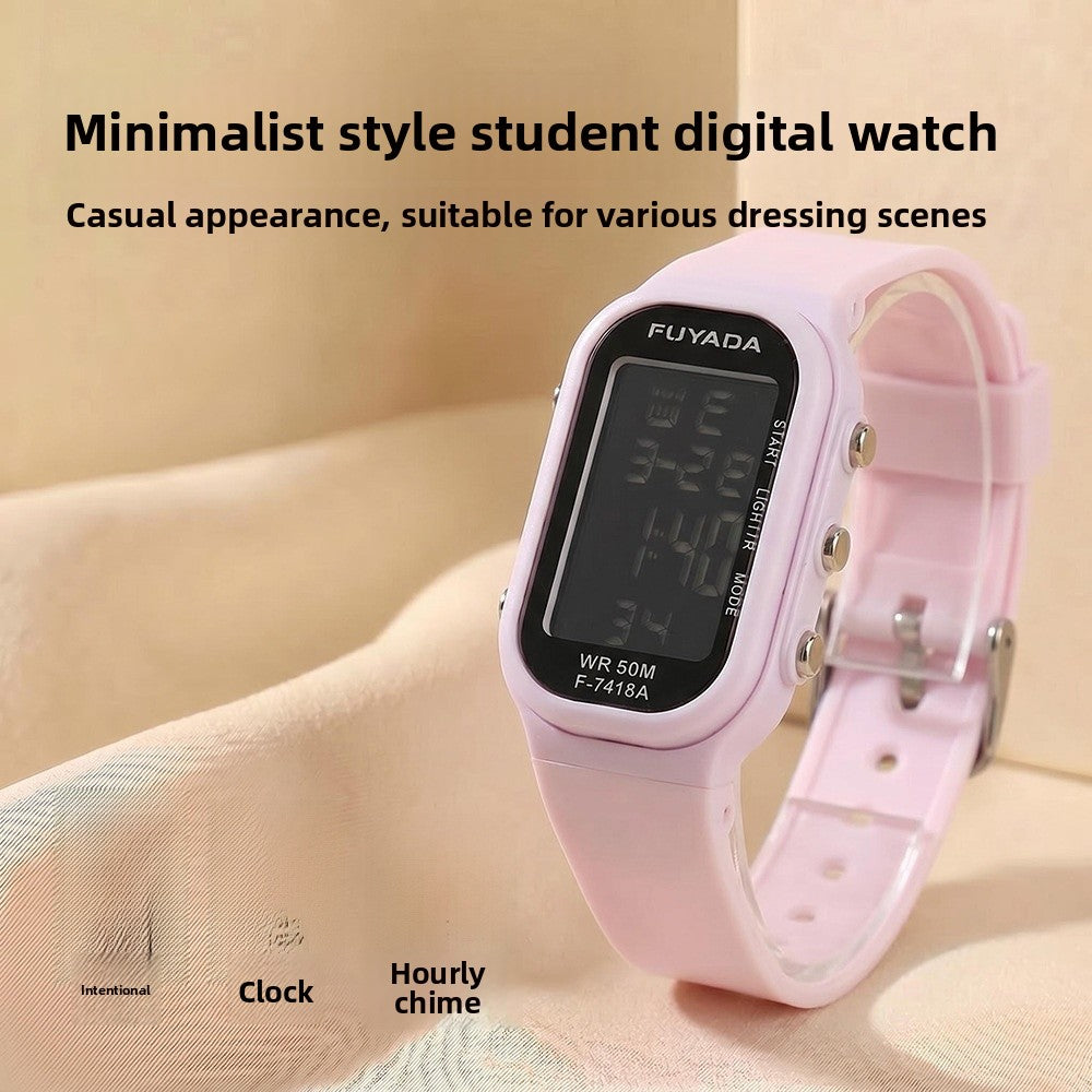 Unisex Electronic Watch With Plastic Strap And Rectangle Dial Featuring Plastic Mirror And Number Display