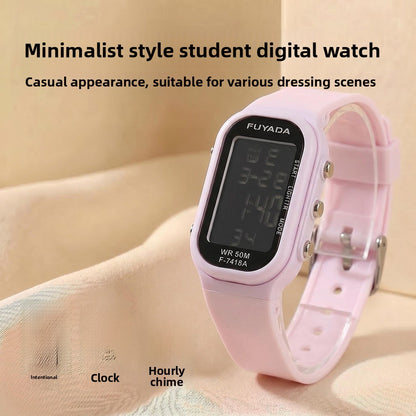 Unisex Electronic Watch With Plastic Strap And Rectangle Dial Featuring Plastic Mirror And Number Display