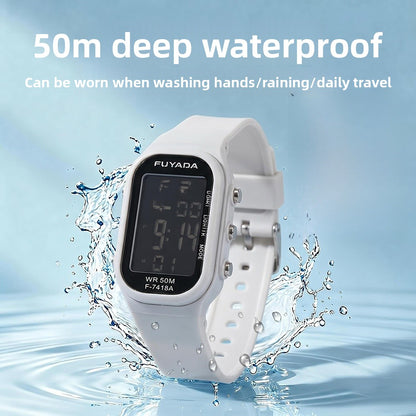 Unisex Electronic Watch With Plastic Strap And Rectangle Dial Featuring Plastic Mirror And Number Display
