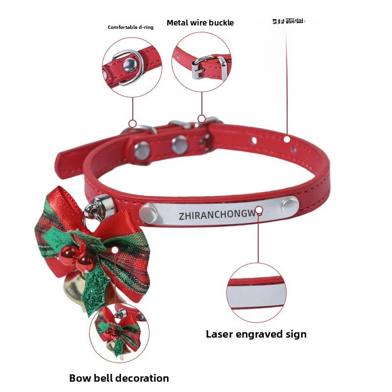 Christmas Bell Pet Collar In Polyester For All Seasons, Festive Holiday Accessory For Your Pet