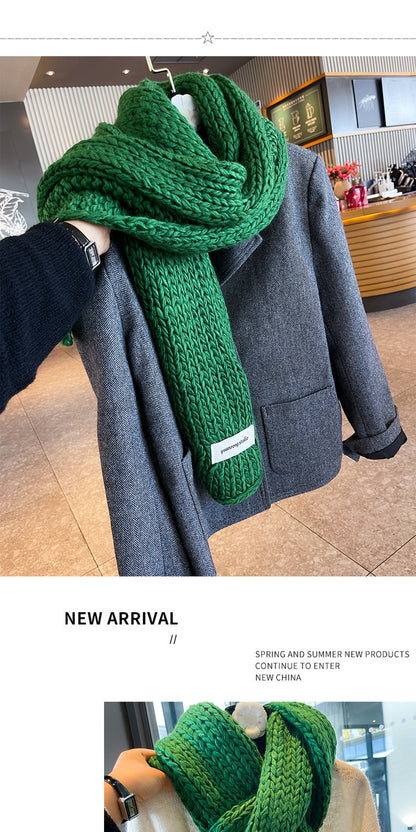 Solid Color Women’s Scarf In Green Made Of Soft Imitation Cashmere, Perfect For Autumn & Winter