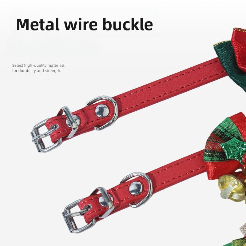 Christmas Bell Pet Collar In Polyester For All Seasons, Festive Holiday Accessory For Your Pet