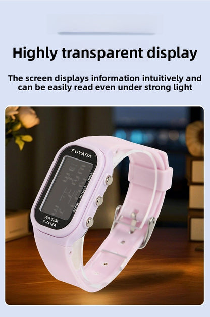 Unisex Electronic Watch With Plastic Strap And Rectangle Dial Featuring Plastic Mirror And Number Display