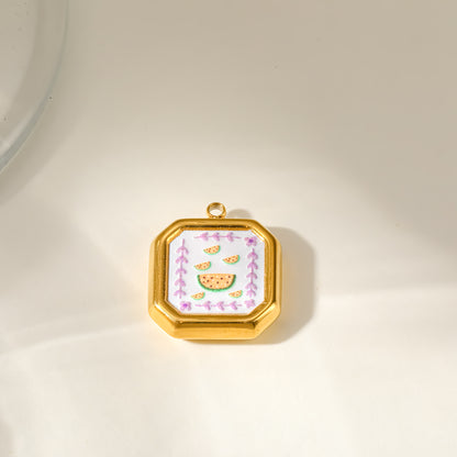 Strawberry Pendant 304 Stainless Steel 18K Gold Plated PVD Coating 0.03µm With Artificial Pearl, 1 PCS