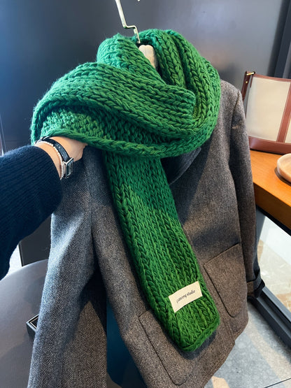 Solid Color Women’s Scarf In Green Made Of Soft Imitation Cashmere, Perfect For Autumn & Winter