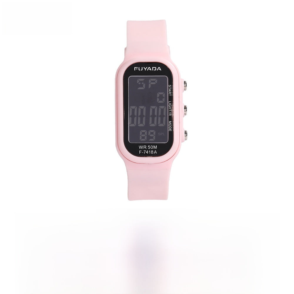 Unisex Electronic Watch With Plastic Strap And Rectangle Dial Featuring Plastic Mirror And Number Display