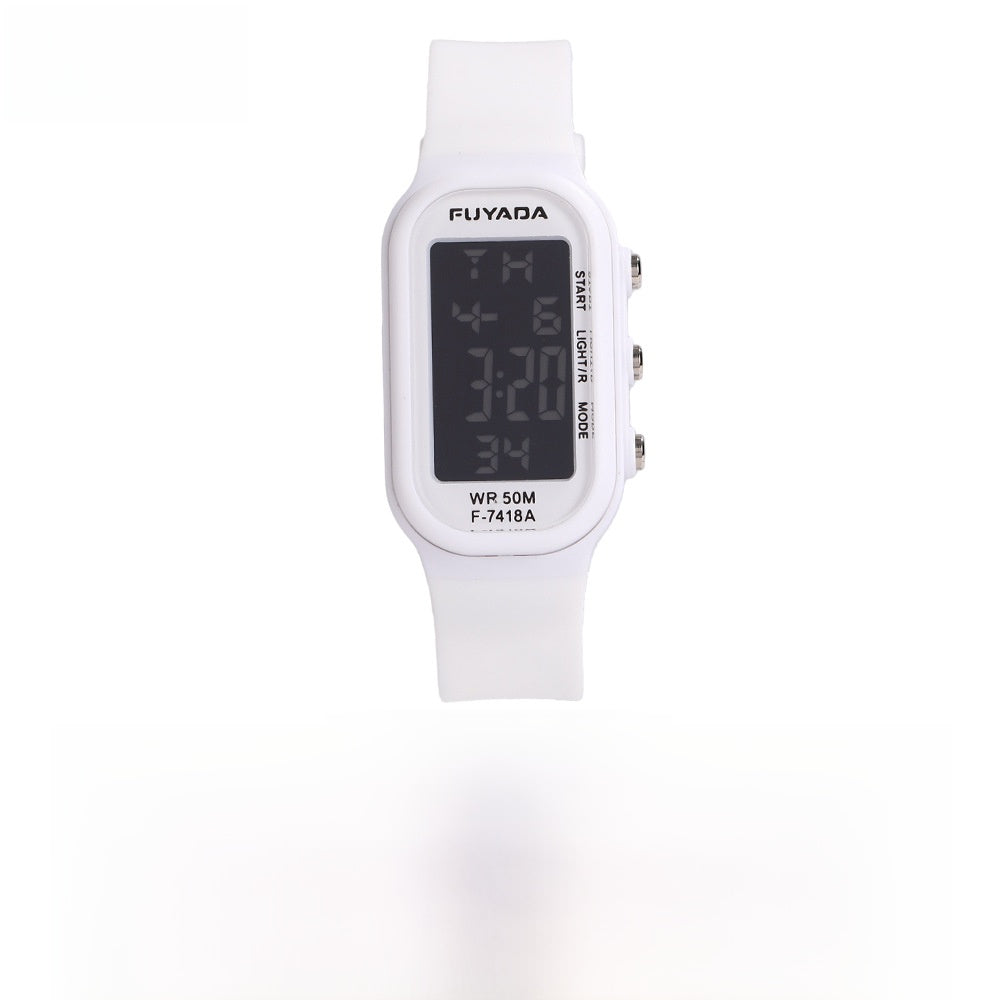 Unisex Electronic Watch With Plastic Strap And Rectangle Dial Featuring Plastic Mirror And Number Display