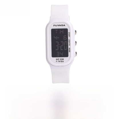 Unisex Electronic Watch With Plastic Strap And Rectangle Dial Featuring Plastic Mirror And Number Display