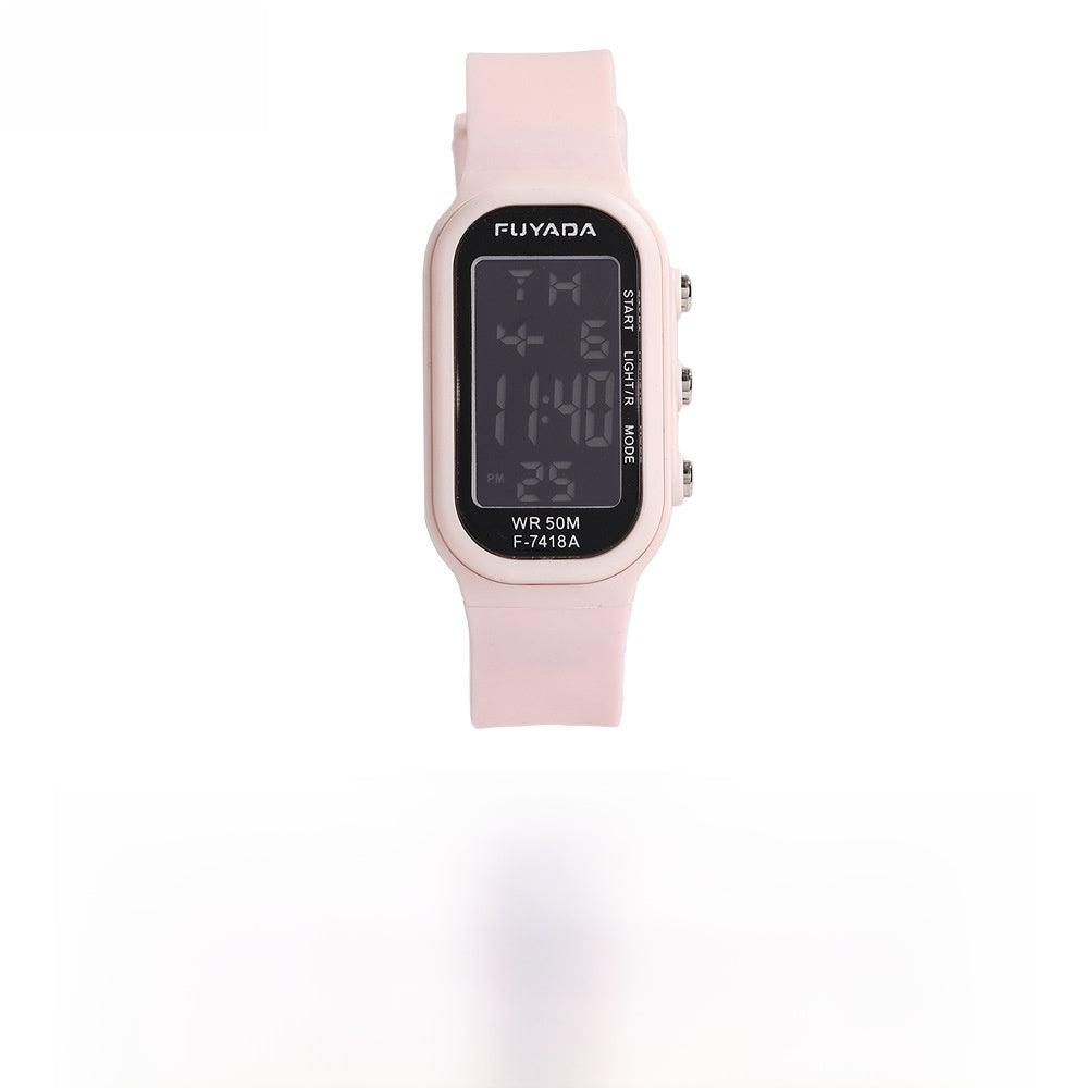 Unisex Electronic Watch With Plastic Strap And Rectangle Dial Featuring Plastic Mirror And Number Display