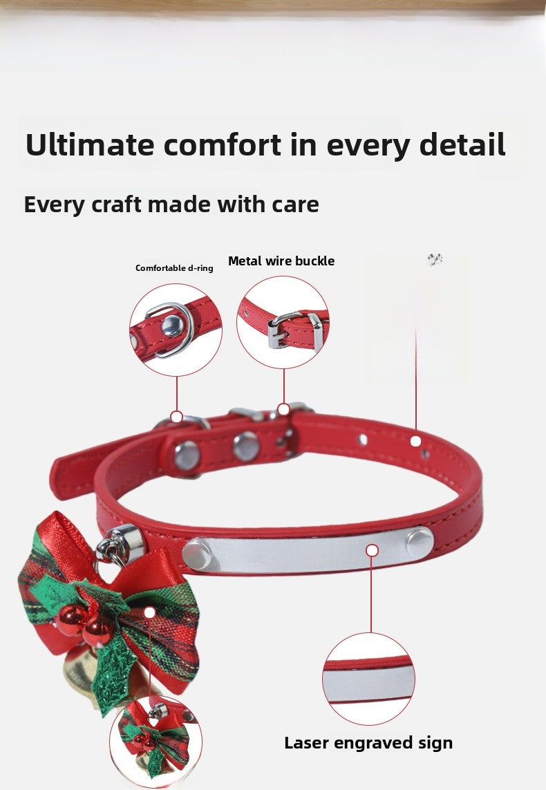 Christmas Bell Pet Collar In Polyester For All Seasons, Festive Holiday Accessory For Your Pet