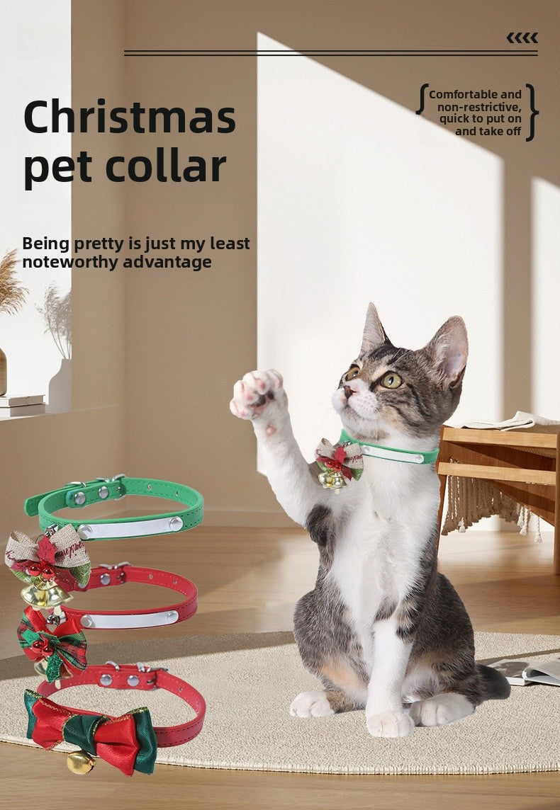 Christmas Bell Pet Collar In Polyester For All Seasons, Festive Holiday Accessory For Your Pet