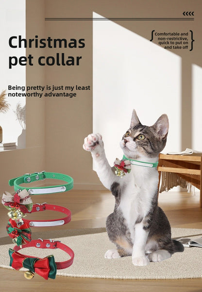 Christmas Bell Pet Collar In Polyester For All Seasons, Festive Holiday Accessory For Your Pet