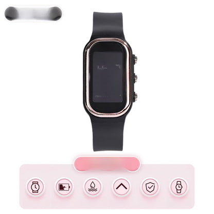 Unisex Electronic Watch With Plastic Strap And Rectangle Dial Featuring Plastic Mirror And Number Display