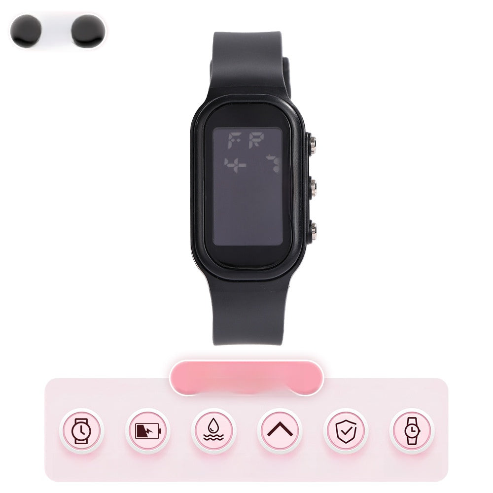 Unisex Electronic Watch With Plastic Strap And Rectangle Dial Featuring Plastic Mirror And Number Display