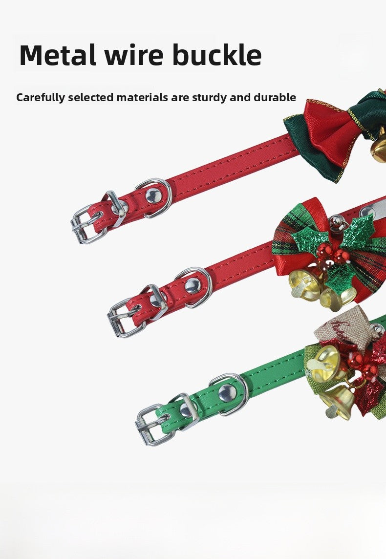 Christmas Bell Pet Collar In Polyester For All Seasons, Festive Holiday Accessory For Your Pet