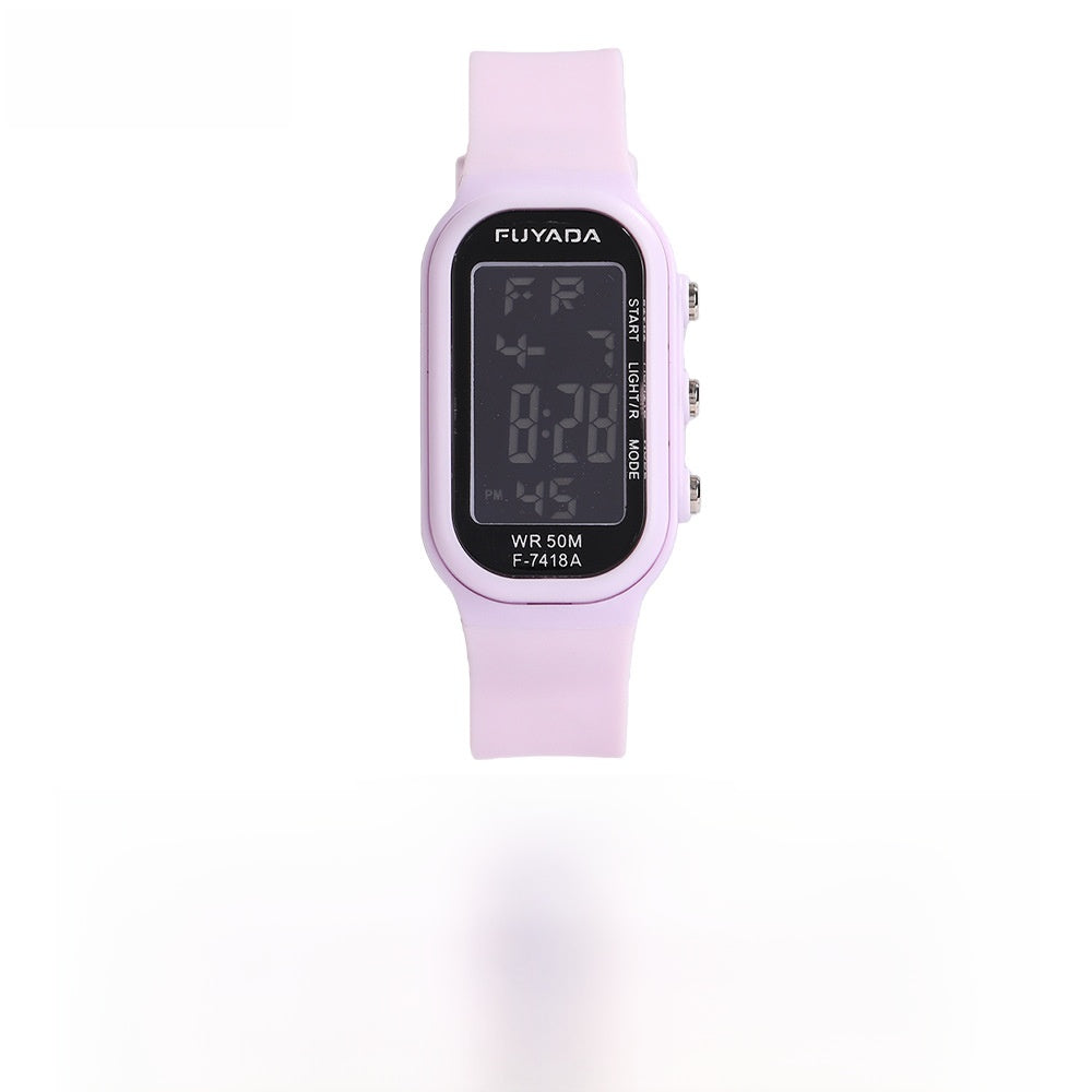 Unisex Electronic Watch With Plastic Strap And Rectangle Dial Featuring Plastic Mirror And Number Display