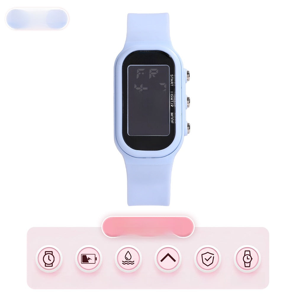 Unisex Electronic Watch With Plastic Strap And Rectangle Dial Featuring Plastic Mirror And Number Display