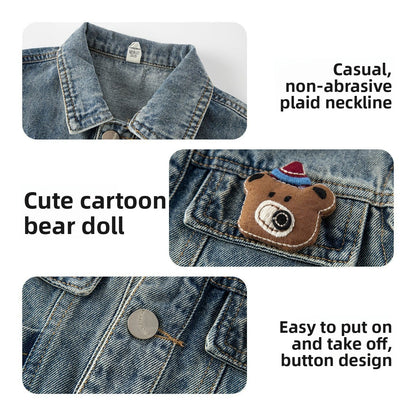 Bear Polyester Toddler Boy's Sleeveless Vest With Pocket, Single Breasted Design For Ages 3-6 Years