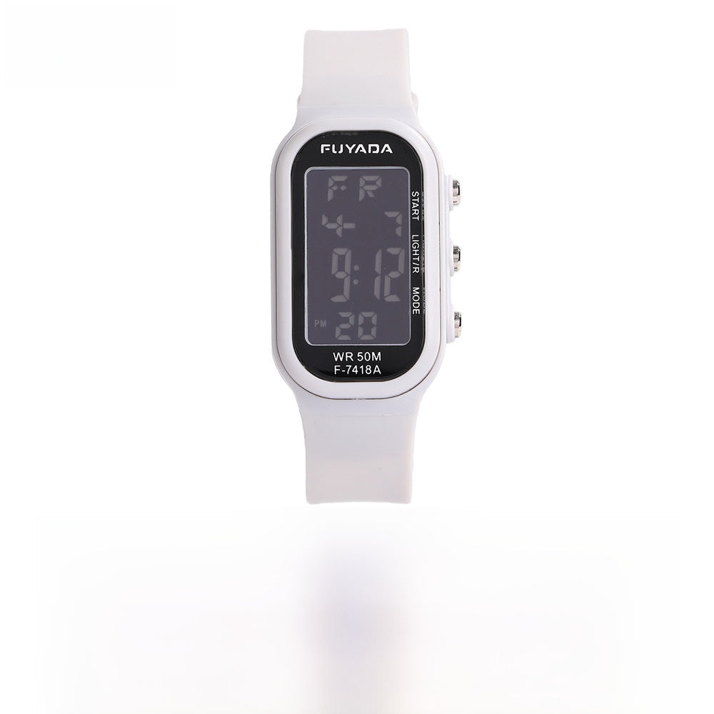 Unisex Electronic Watch With Plastic Strap And Rectangle Dial Featuring Plastic Mirror And Number Display