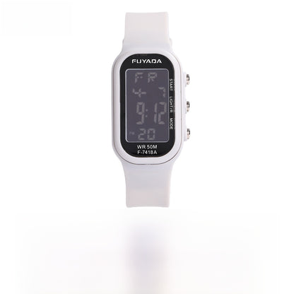 Unisex Electronic Watch With Plastic Strap And Rectangle Dial Featuring Plastic Mirror And Number Display