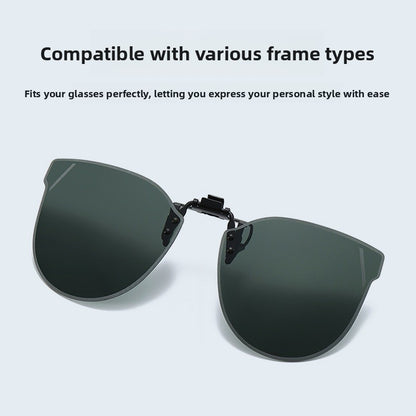 Unisex Special-Shaped Mirror Sunglasses With Tac Lens Material And Clip-On Structure In Dyed Black For Summer