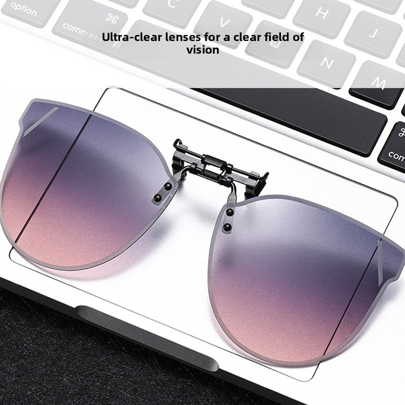 Unisex Special-Shaped Mirror Sunglasses With Tac Lens Material And Clip-On Structure In Dyed Black For Summer