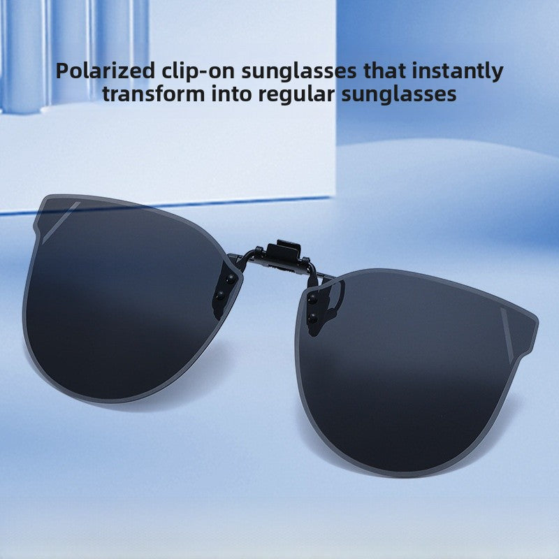 Unisex Special-Shaped Mirror Sunglasses With Tac Lens Material And Clip-On Structure In Dyed Black For Summer