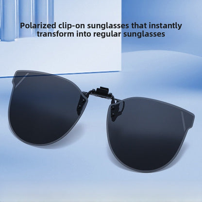 Unisex Special-Shaped Mirror Sunglasses With Tac Lens Material And Clip-On Structure In Dyed Black For Summer
