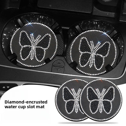 Butterfly Silica Gel Car Interior Accessories In Dyed Black, 1 Pair