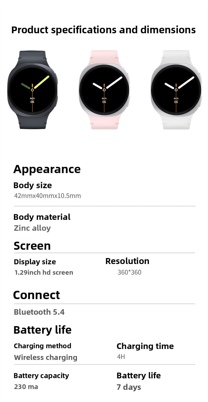 Unisex Smart Watch With Round Dial Featuring Plexiglass Mirror And Silica Gel Strap In Dyed Black