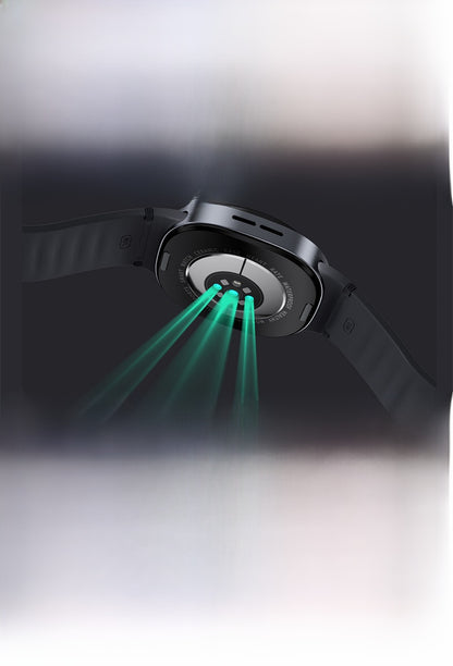 Unisex Smart Watch With Round Dial Featuring Plexiglass Mirror And Silica Gel Strap In Dyed Black