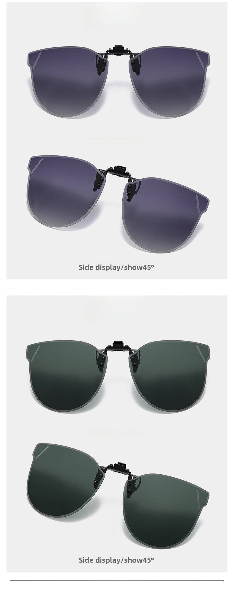 Unisex Special-Shaped Mirror Sunglasses With Tac Lens Material And Clip-On Structure In Dyed Black For Summer
