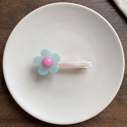 Commute Style Flowers Hairpin For Women Made Of Acetic Acid Sheets In Light Blue, Perfect For Summer
