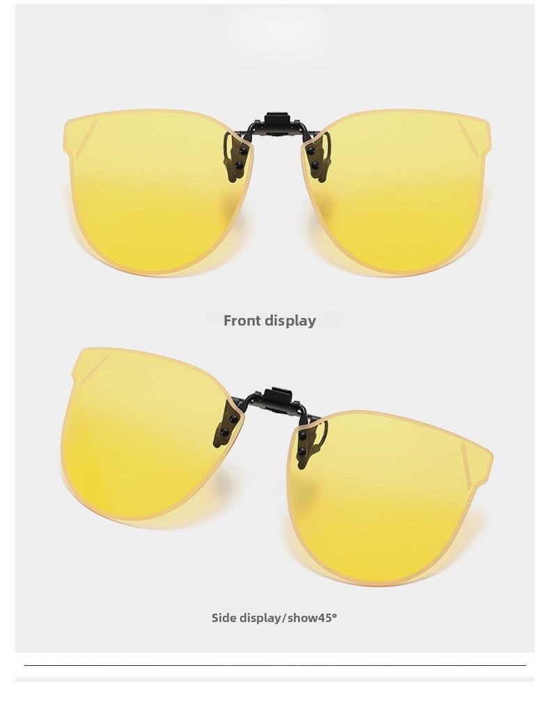 Unisex Special-Shaped Mirror Sunglasses With Tac Lens Material And Clip-On Structure In Dyed Black For Summer