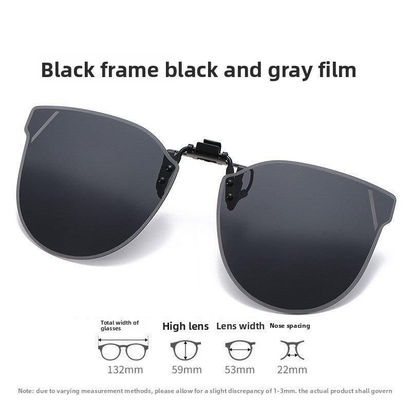 Unisex Special-Shaped Mirror Sunglasses With Tac Lens Material And Clip-On Structure In Dyed Black For Summer