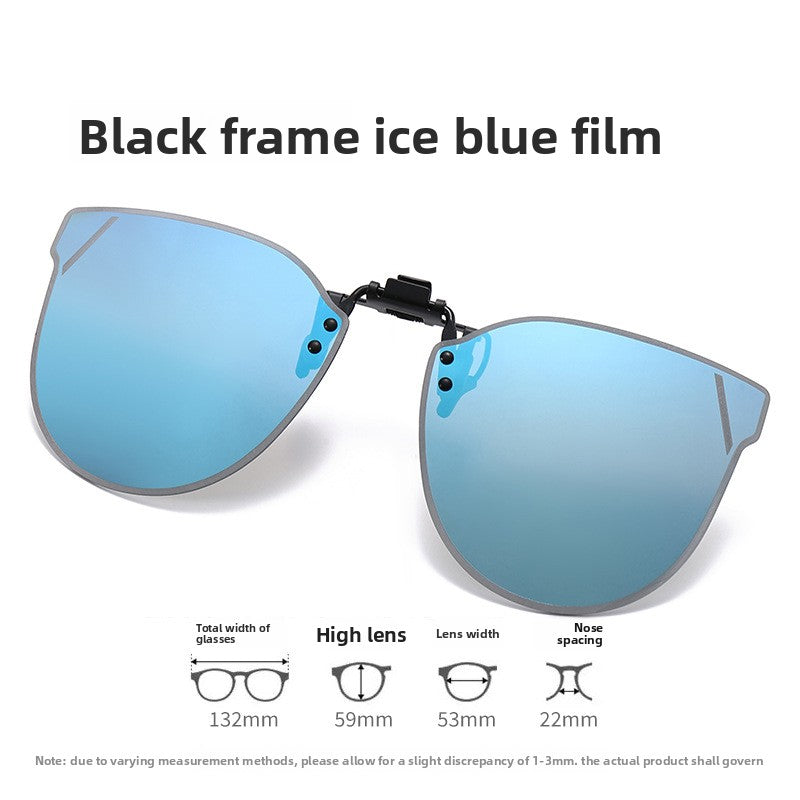 Unisex Special-Shaped Mirror Sunglasses With Tac Lens Material And Clip-On Structure In Dyed Black For Summer