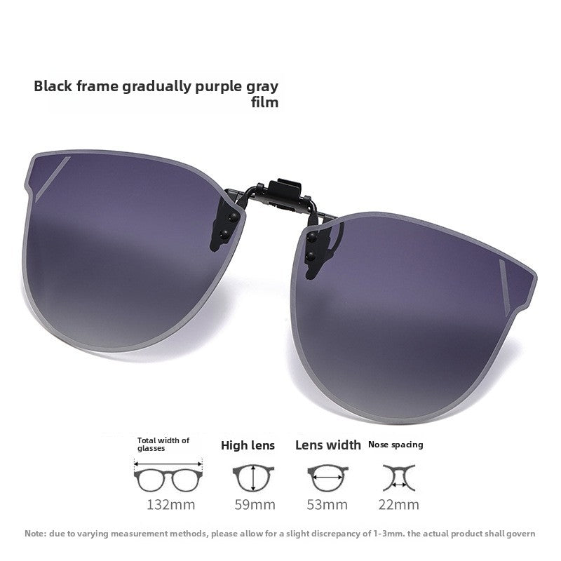 Unisex Special-Shaped Mirror Sunglasses With Tac Lens Material And Clip-On Structure In Dyed Black For Summer