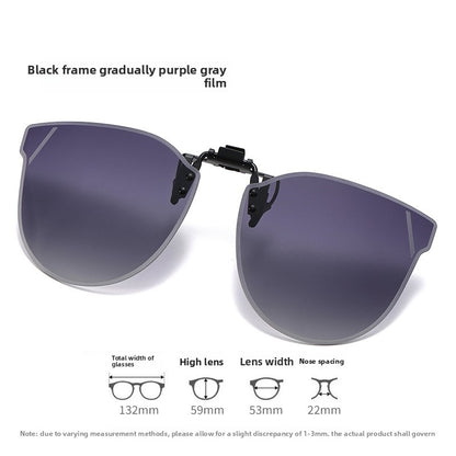 Unisex Special-Shaped Mirror Sunglasses With Tac Lens Material And Clip-On Structure In Dyed Black For Summer