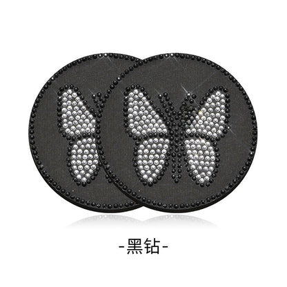 Butterfly Silica Gel Car Interior Accessories In Dyed Black, 1 Pair