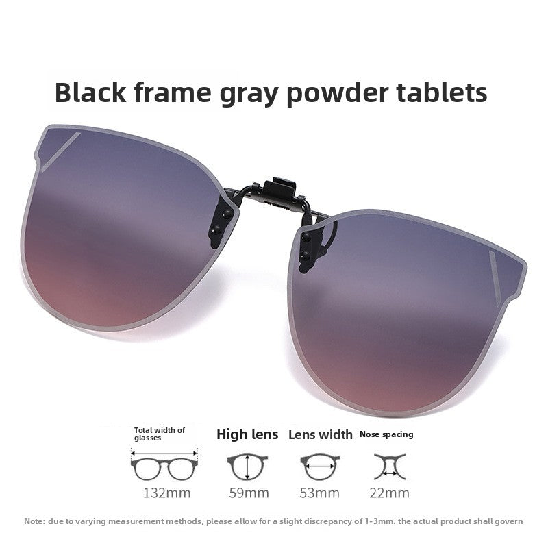 Unisex Special-Shaped Mirror Sunglasses With Tac Lens Material And Clip-On Structure In Dyed Black For Summer