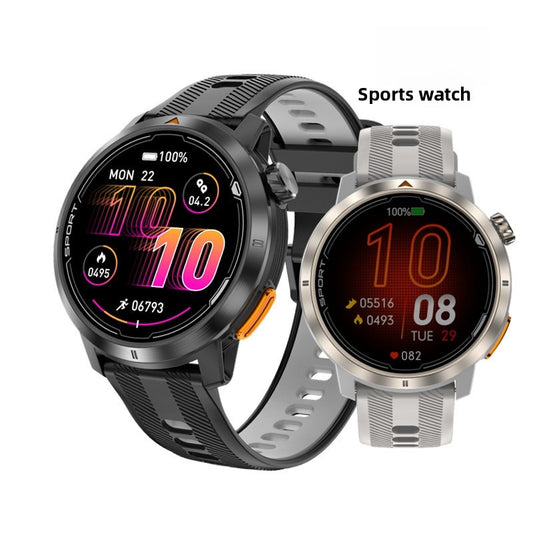 Men's Smart Watch With Round Dial And Silica Gel Strap In Dyed Black Featuring Ordinary Glass Mirror Material