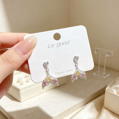 Sweet Butterfly Stud Earrings For Women In Electroplated Copper With Copper Ear Pins