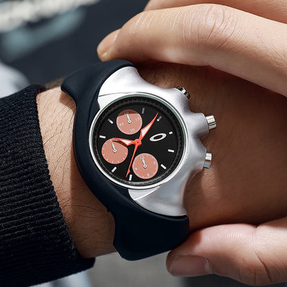 Unisex Quartz Watch With Square Dial, Silica Gel Strap, Pin Buckle, And Ordinary Glass Mirror Material